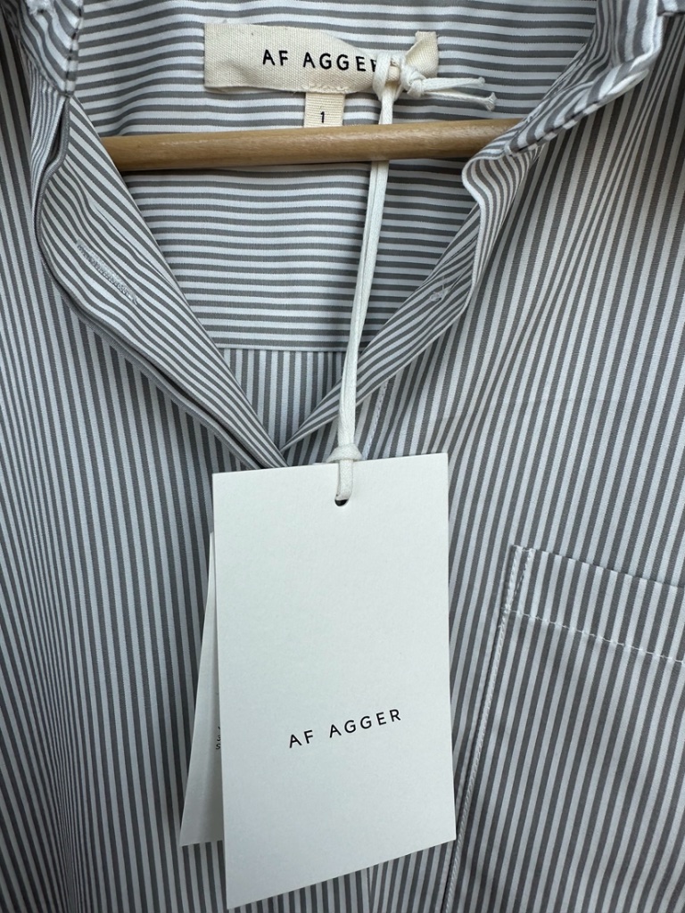 Nwt Af Agger Egyptian Cotton Poplin Shirt & Shorts Set Gray White Stripe Size 1 — image 5 of 8